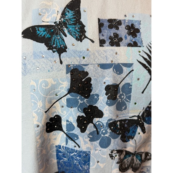 Top Stitch Morning Sun Sweatshirt XL Butterfly Granny Core Vintage cottage Bling - Picture 4 of 9